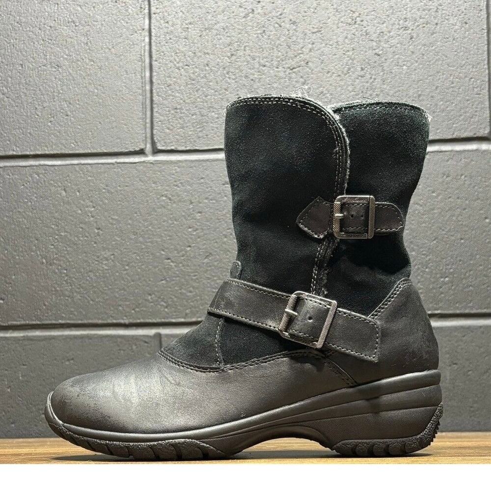 Eddie Bauer Black Suede Leather Lined Winter Moto Boots Women’s 8.5 M